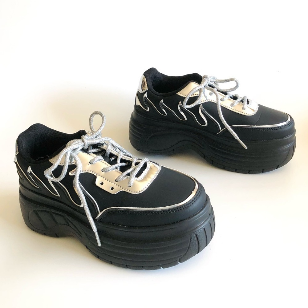 SHEIN Black and Silver Platform Sneakers